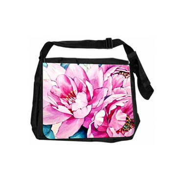 Sweet Shoulder Bag Casual Canvas Satchel Laptop Computer Messenger Bag for Men Women Student Skull Bride Flower Rose Colorful Traveling Camping 